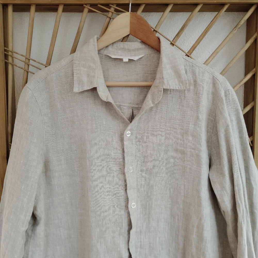 Crown Linen Designs Button Front Shirt / Size Large - Picture 3 of 9